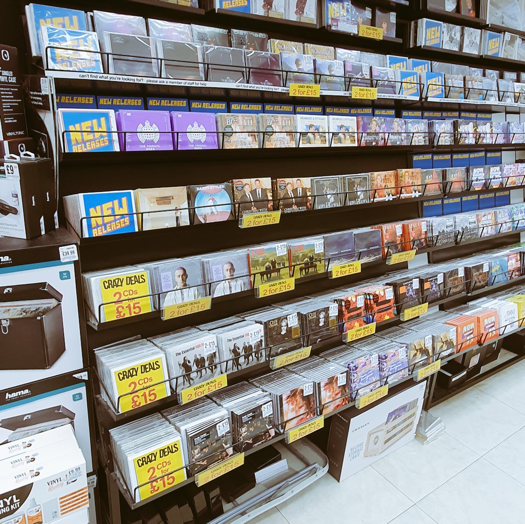hmvBury's tweet photo. Finally for todays #BlackFriday deals we have an epic #2for15 offer on some of the biggest new albums on #CD (including @foofighters, @dermotkennedy, @slipknot, @paolonutini and many more) for those who prefer their music collection to be a little more compact (😁) #hmvCrazyDeals https://t.co/x7FGADuFVp