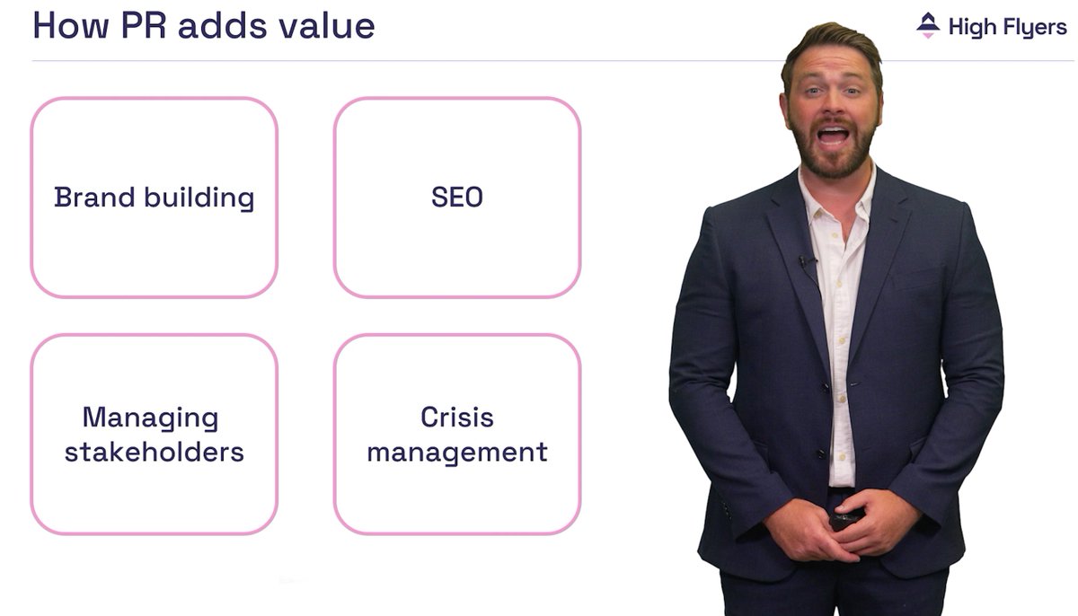 Lesson 2 this week: 'The benefits of PR'. In talks with agency owners, this one came up often.

From what a brand IS to how we can help in a crisis, our students have been learning how PR is valuable, and, importantly, just how to talk to current and potential clients about it.