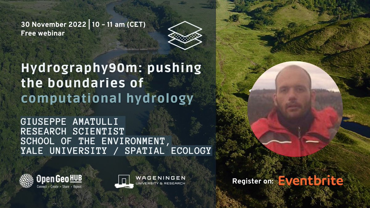 📣  You can now join us *in person* to follow OpenGeoHub's free class with research scientist Giuseppe Amatulli! 
 
👉 Hydrography90m: pushing the boundaries of computational #hydrology

📅  30 Nov, 10-11 AM (CET)
📍 Orion, B2030
Register (limited seats): bit.ly/3H0azPZ