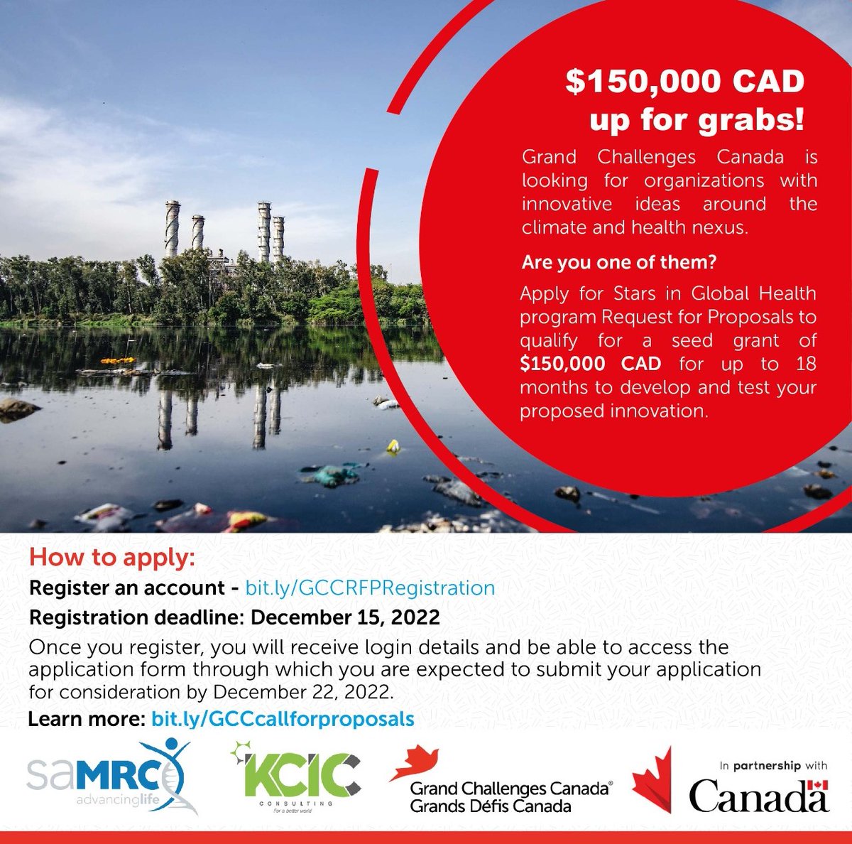 IrriHub's tweet photo. This is to all of you with innovative ideas in the climate change - health nexus> Apply for the GCC's latest RFP to qualify for a seed grant of $150,000. Explore 👉🏾https://t.co/t5OFpqgY0X. 
The call is ran by @Kcic_Consulting, @gchallenges, @CanadaDev and @MRCza. https://t.co/yCQwti7Cbg