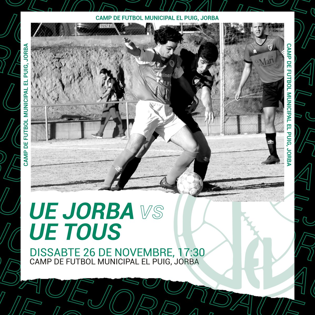 uejorba's tweet photo. Si m’he de currar un missatge motivacional per animar-vos a venir a un derbi és que no us agrada prou el futbol.

🆚 @uetous 
🏟 Municipal El Puig
🗓 Dissabte 26 de novembre
⏰ 17:30 https://t.co/Dstp8K7xQd