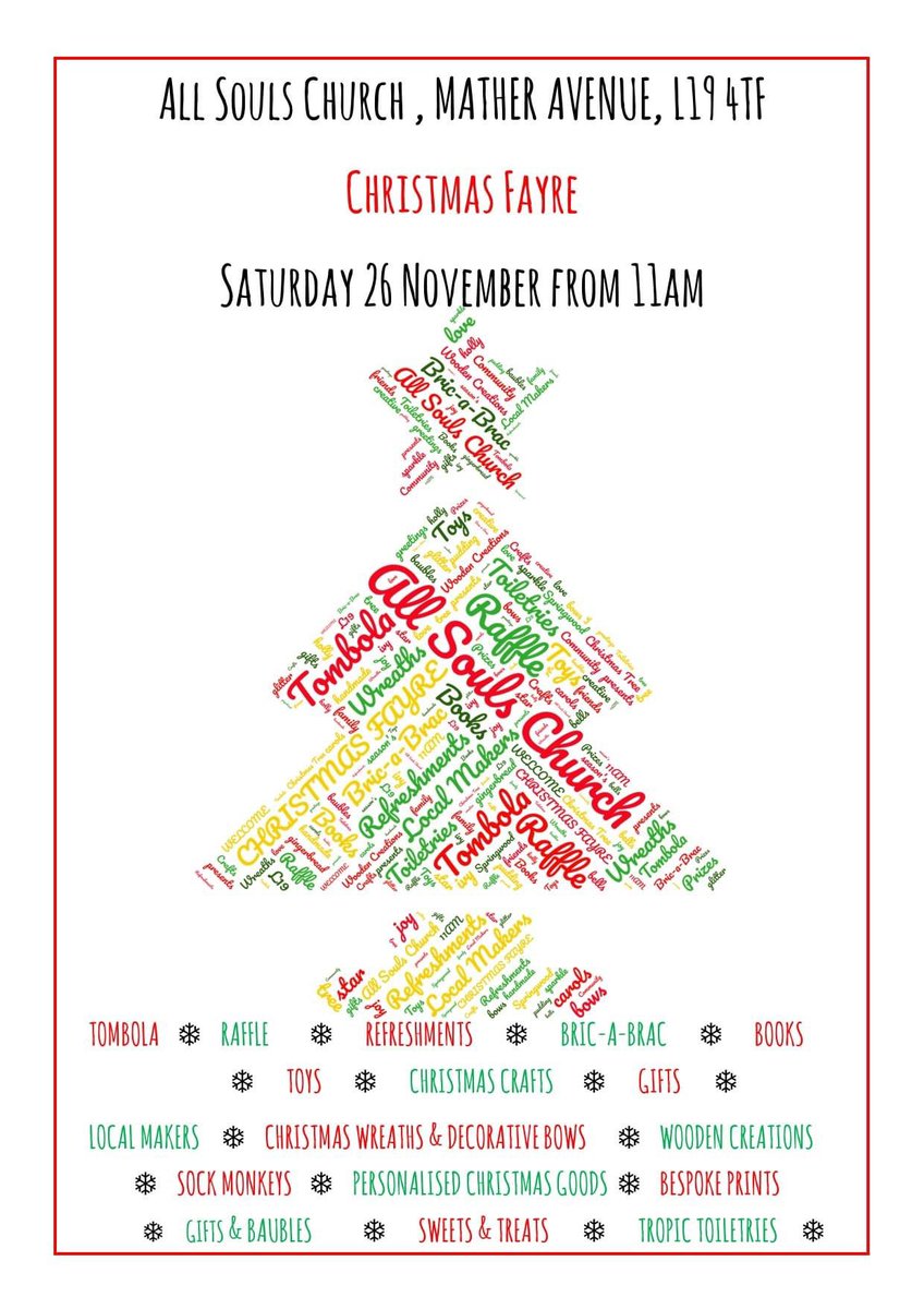 AllSouls1927's tweet photo. @springwoodheath @Springwoodht @LivSouthDeanery @bbcmerseyside @S_Liv_Foodbank @kjberry91 Excited for our Christmas Fayre Saturday 26/11 from 11am fantastic local sellers and favourite stalls plus refreshments. https://t.co/vd3JXyHwTC