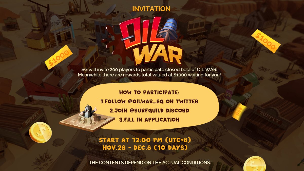 oilwar_sg's tweet photo. Let's participate CBT ๏ผClick it๐https://t.co/SyH0sINwrw
#NFT #SGer #P2O #games https://t.co/Vd0M6es3N8