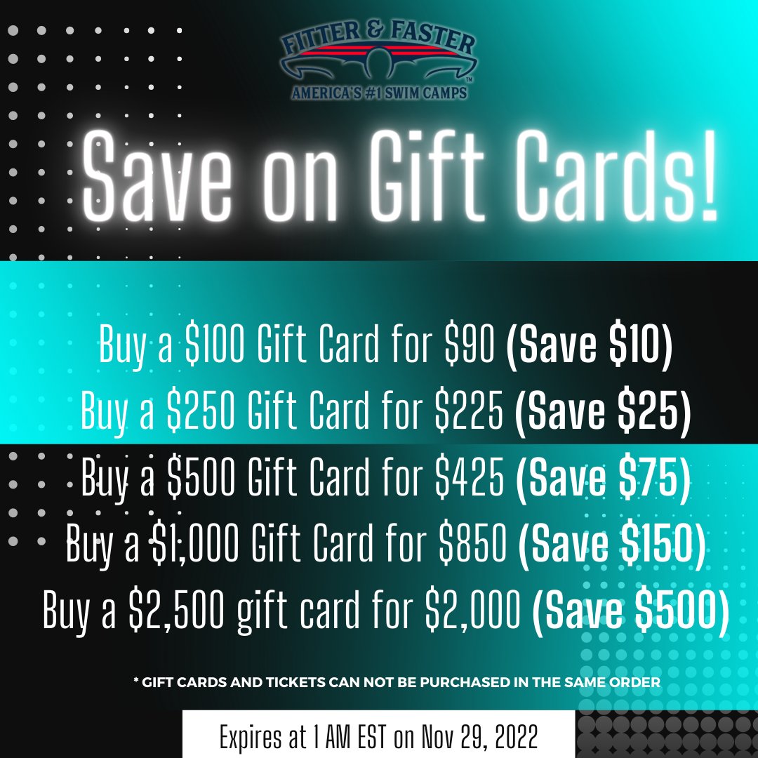 It's the most wonderful time of the year...BLACK FRIDAY! Head over to fitterandfaster.com to SAVE BIG on camps &amp; gift cards. HURRY! This is a limited time offer that expires at 1 AM EST on Nov 29, 2022.  #blackfriday #swimming #swimcamps #holidayseason #swimfast