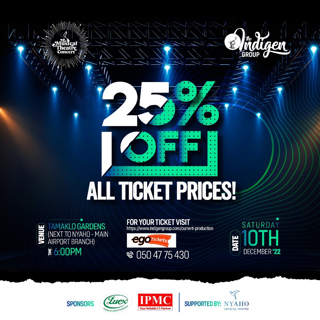 IndigenGroup's tweet photo. Throughout this weekend, all our online ticket options are discounted by 25%! 

Go to Egotickets or our website https://t.co/cCB7VEAAuJ to make good on this amazing deal!

#musicaltheater #ThisDecember #25% #giveaway #aheartfullofmusic #ticketsales #weekenddiscount #promo https://t.co/ZHK3TVGAQg