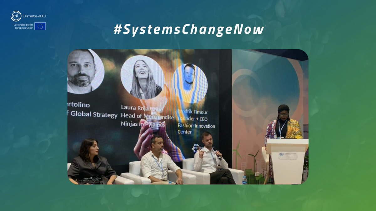 ClimateKIC's tweet photo. At @COP27P, @EITeu @ClimateKIC &amp; the @UNFCCC #GlobalInnovationHub brought together the fashion, gaming, design, architecture &amp; web industries &amp; discussed how they could contribute to reaching collective climate goals: https://t.co/yFLLFj2bCf

#SystemsChangeNow #COP27 #UGIH https://t.co/YDPDdWNYbl