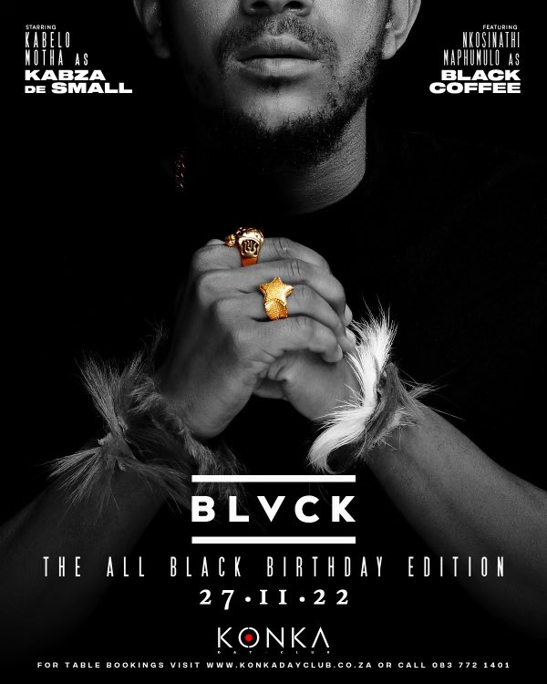 KonkaSoweto's tweet photo. k⭕️NKA Super Sundays ALL BLACK EXPERIENCE, get your favorite all black outfits ready…it’s a big one catch @RealBlackCoffee &amp; @KabzaDeSmall_ taking us on a musical journey 💃😎 #AllBlackExperience https://t.co/xIwulWQfvt