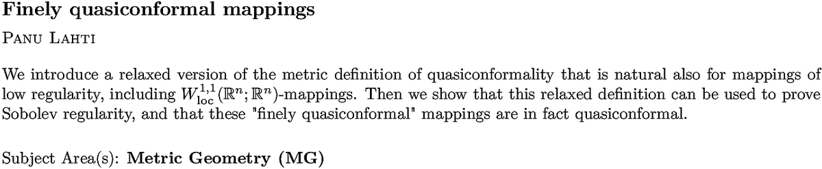 arxiv.org/abs/2211.12802…
P Lahti
Finely quasiconformal mappings