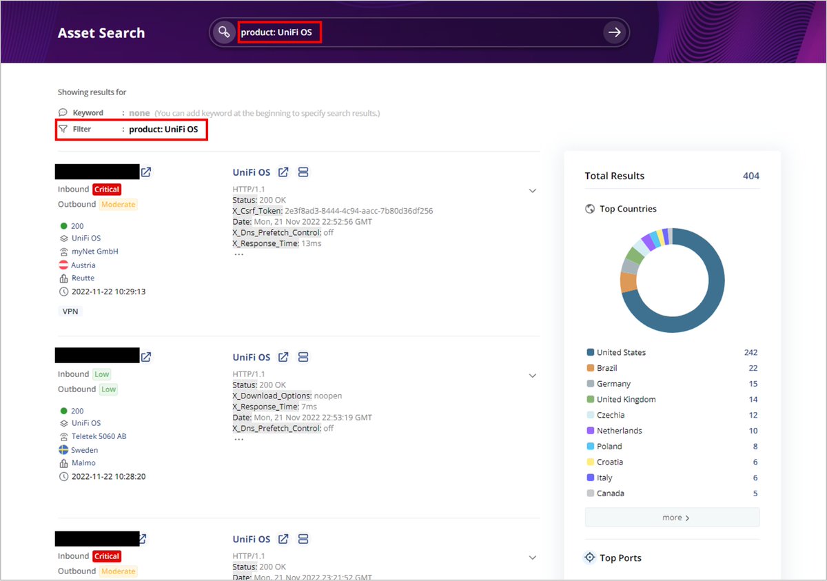 CriminalIP_US's tweet photo. Unifi-OS search query now includes centralized administration of Unifi applications, find them by using “product: UniFi OS”
https://t.co/B0gB88vtBt

#UniFiOS #UniFi #network #hardware #cloud #gateway https://t.co/zI5Vo4msKk