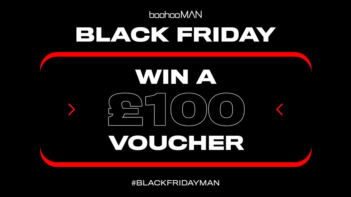 Yep, we're not stopping..
#WIN A £100 VOUCHER TO SPEND ON SITE 🔥
 
TO ENTER:
📲 Like &amp; RT This Tweet
🤝 Follow <a href="/boohooMAN/">boohooMAN</a> 
➡️ Reply to this tweet with #BlackFridayMAN 

T&amp;C'S 👇
bit.ly/3V62Pjw
