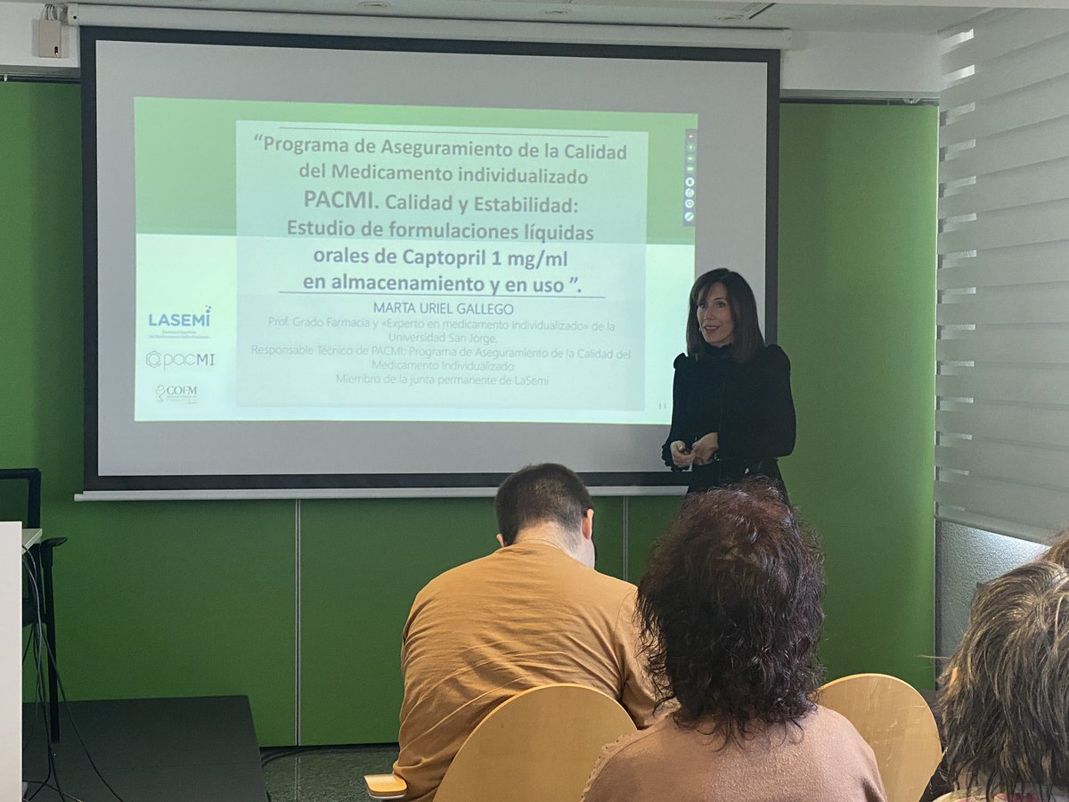 COFMadrid's tweet photo. Es el turno de @uriel_marta, farmacéutica, docente en @_usj_ y directora técnica de #PACMI, explica en qué consiste: “es un programa de aseguramiento de calidad del medicamento individualizado que sirve como herramienta al formulador”.
@BidaFarma
@AcofarmaOficial https://t.co/toIfDD7goG