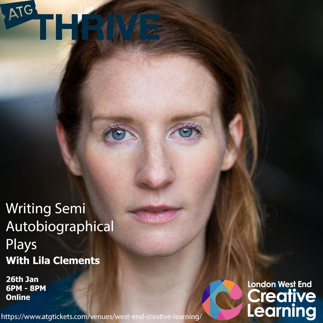 First up, on 26th January we have @Lilaclements running a WRITING SEMI AUTOBIOGRAPHICAL PLAYS online workshop from 6pm-8pm after her 4* Scotsman run of her Edinburgh show; <a href="/LookNoHandsPlay/">Look, No Hands</a>!

atgtickets.com/shows/writing-…