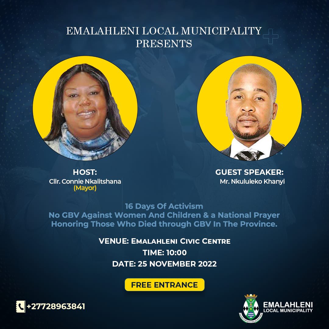 Mayor of Emalahleni speaks of the municipality supports victims and sends a strong message no tolerance to perpetrators!!