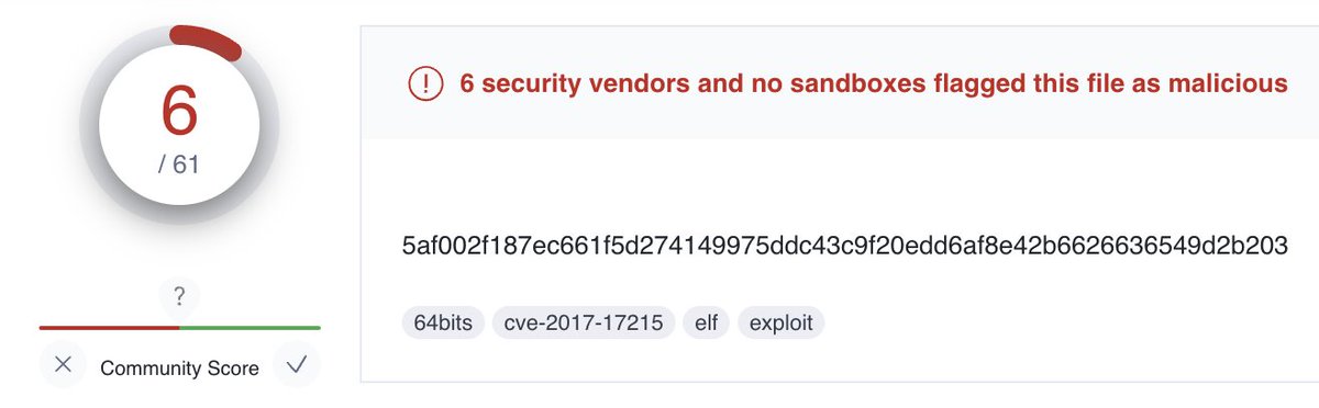 CujoaiLabs's tweet photo. 💥New #IoT #botnet 🤖called #Zero written in #Go
Targets 21 exploits, including #Spring4Shell
Downloader: hxxp://176.65.137[.]5/zero.sh
URL: hxxp://zero.sudolite[.]ml/bins/zero.[mips64,ppc64,mipsle,arm64,riscv64]
https://t.co/4GB5YTqV2V
/cc @malwrhunterteam @vxunderground https://t.co/KaQCs6iTwj