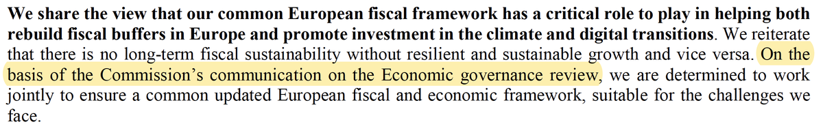 Important subtext of yesterday's 🇫🇷🇩🇪 statement by Lindner &amp; Le-Maire: DE now officially accepts the Commission's communication for the reform of the fiscal rules as basis for negotiations. Given the mood in Berlin, this was all but clear. So, good news for reform prospects.