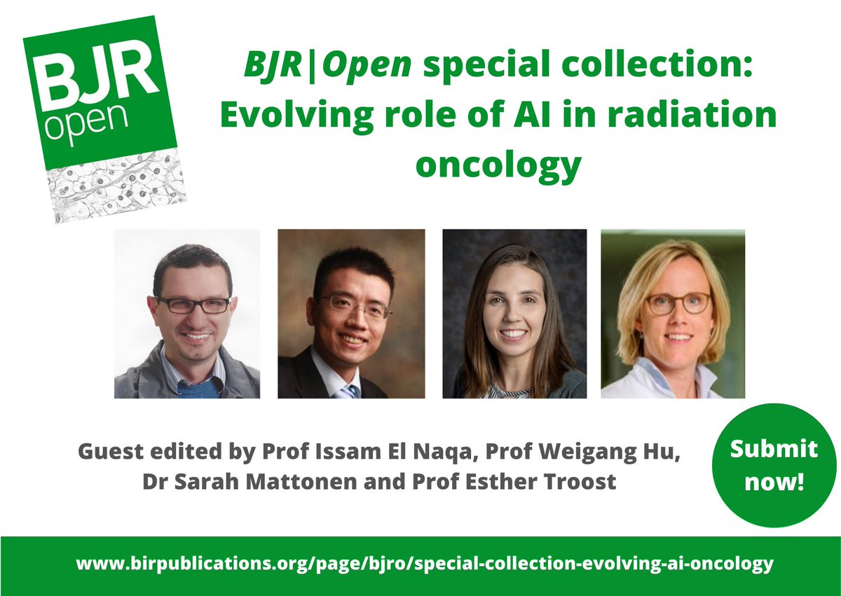 Read the Guest Editor Editorial for our newly launched BJR|Open special collection to find out more about the aims and scope, and what sort of papers we hope to see submitted: bit.ly/3AGAVT6
#Radiology #RadOnc #ArtificialIntelligence