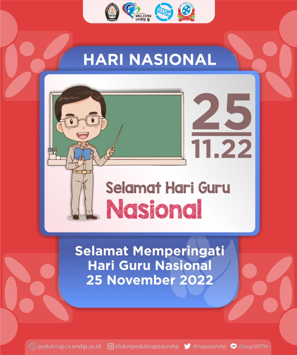 [ Selamat Hari Guru Nasional ]

Terima kasih atas bimbingan dan ilmunya yang bermanfaat,  semoga amal akan terus mengalir seiring dengan bermanfaatnya ilmu yang engkau berikan.

#UKMPEDULINAPZA
#SAVEOURGENERATION
#OPRECPEDZA2022