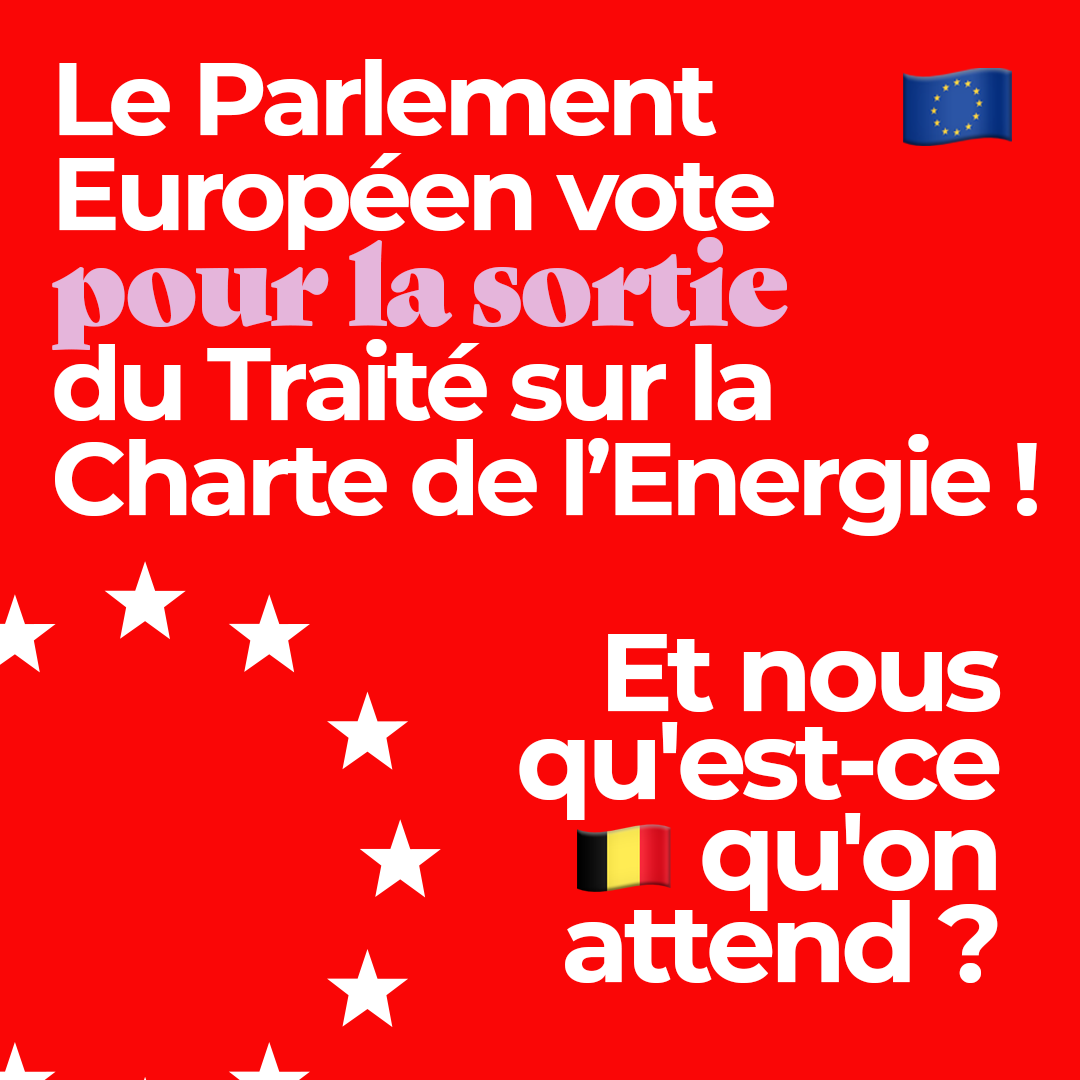 Première victoire vers la sortie, que défend le PS, du Traité de la Charte Européenne. Le Parlement Européen a vôté aujourd’hui en faveur de cette sortie. Il faut continuer. Devenez, vous aussi, acteur de ce changement important #StopECT #ExitECT
👉 ps.be/traite-energie…