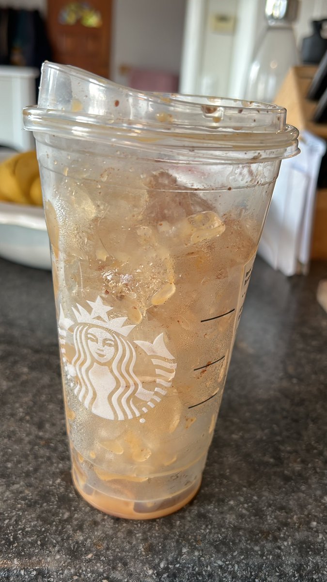 That is a looooot of ice for a drink I got 2 hours ago <a href="/Starbucks/">Starbucks</a>