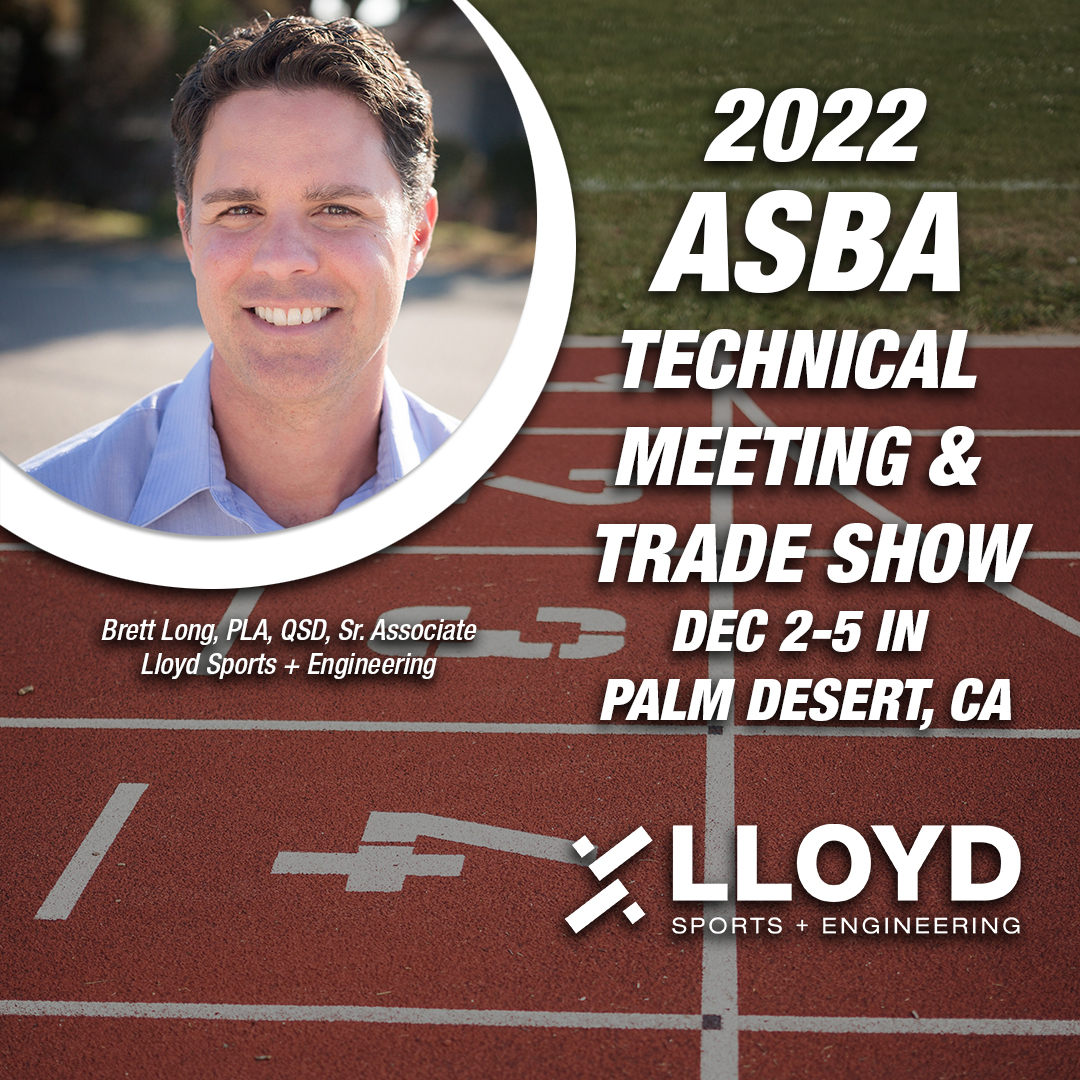 Senior Associate, Brett Long, of Lloyd Sports + Engineering, will be presenting this weekend alongside Troy Rudolph, President at Elite Sports Builders, at the 2022 ASBA Technical Meeting &amp; Trade Show in Palm Desert, California. Join us! 

lloydengineers.com/news/lloyd-spo…