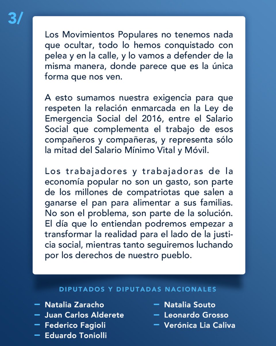 JCAlderete_CCC's tweet photo. 📄#Comunicado | Diputados y diputadas de los movimientos sociales

EMPEZAR POR LOS DE ABAJO PARA LLEGAR A TODOS https://t.co/d5CxqY5Jvj
