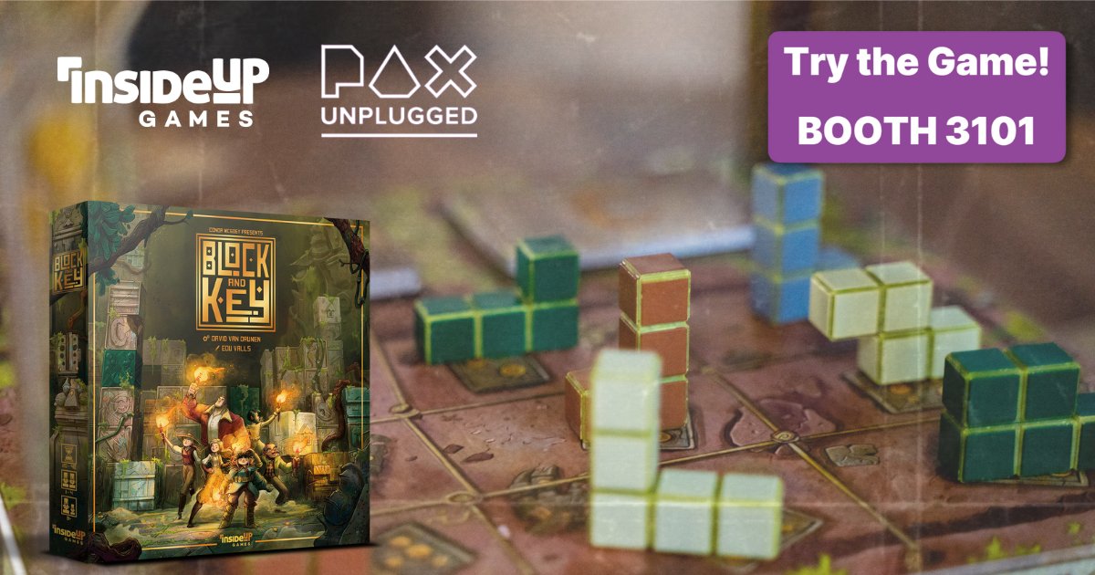 Looking for a fun game to demo at PAX Unplugged? Come check out Block and Key! 

We'll be running demos at booth #3101, and would love to show you the game. We think you'll love this one if you're a fan of polyomino shapes, pattern matching, great art, and cool 3D components! 🎉