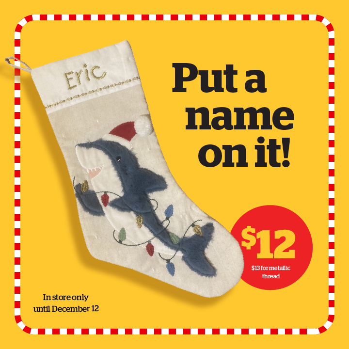 MakeVancouver's tweet photo. 🤶 CUSTOM XMAS STOCKINGS! 🎅
Buy a Christmas stocking at MAKE before Dec 12 and add an embroidered name for $12. ($13 for metallic thread.) Read more here: https://t.co/tB5u32iAAH
Great selection - from mermaids to dinosaurs to pink flamingos! Best gift ever!🎁
#makeitatMAKE https://t.co/nOwlanGeMU