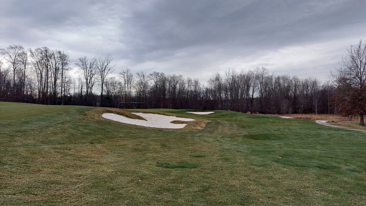 SandRidgeTurf's tweet photo. Finishing up the fall bunker project. 1, 2 and 9 are finished and filled and #6 fairway has liner installed and needs sand added Monday. Weather delayed finishing this project by about two weeks but as usual the boys killed it. We hope you like the upgrades.  @TheMayfieldSR https://t.co/JUa38fLcUJ