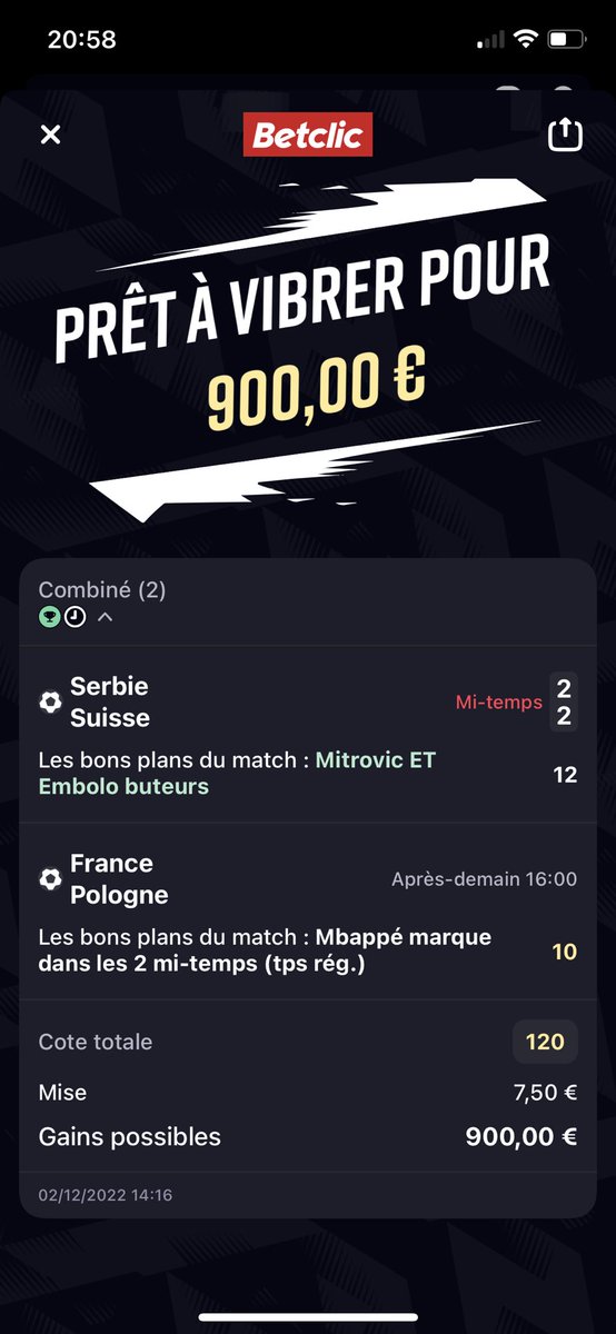 zayoth19's tweet photo. Bon, disons que si Mbappe plante dans les deux mi-temps ça serait énorme !
☘️🎄🎁 #TeamParieur #FIFAWorldCup https://t.co/ntD70kUroN