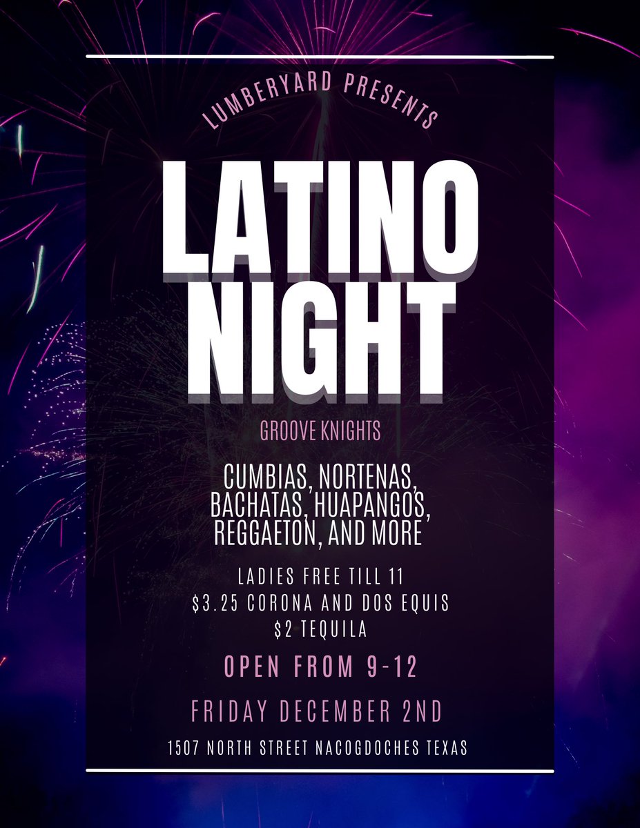 GrooveKnights's tweet photo. Tonight. Doors open at 9. Ladies free until 11. Come out and have a good time. @etxlumberyard @SFAQuestions https://t.co/77ytJccXbE