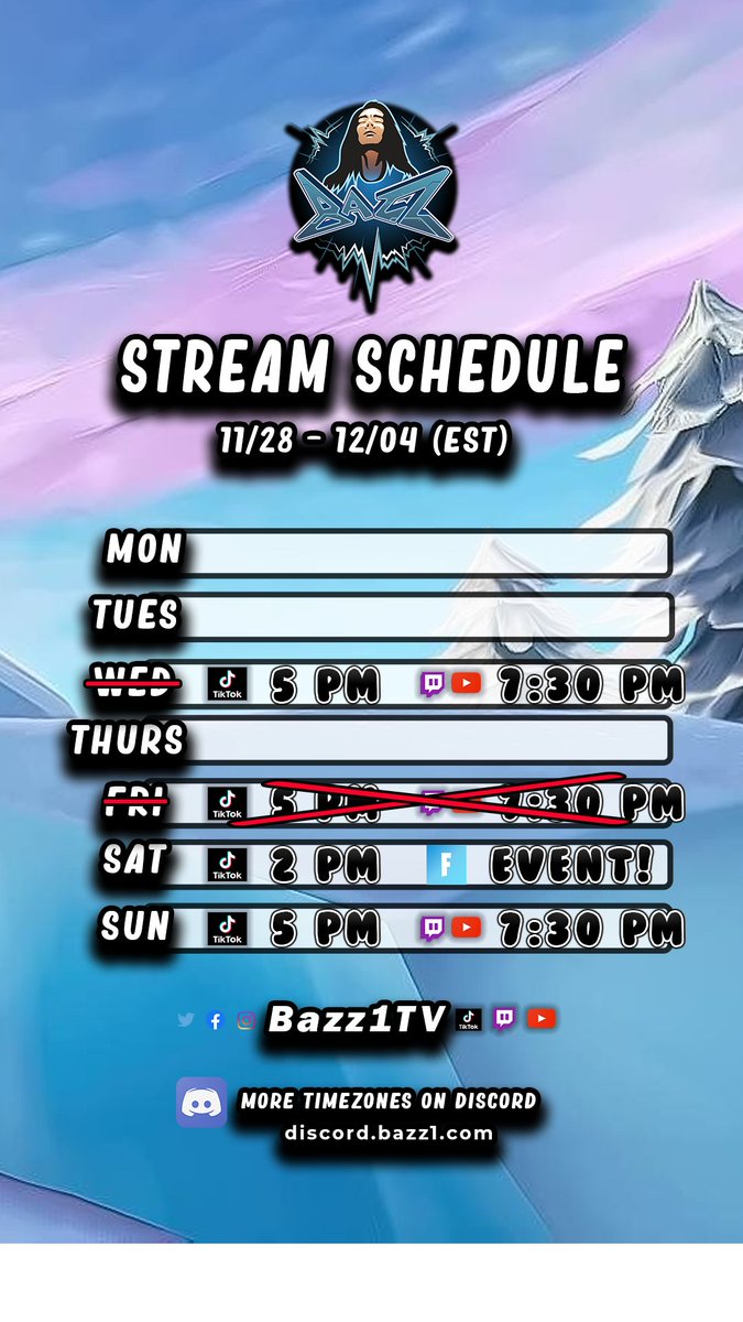 Bazz1TV's tweet photo. Rescheduling tonight's stream for the Fortnite event tomorrow!! https://t.co/RzDo0dhley