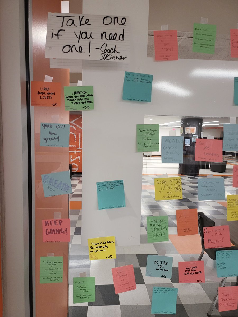 CoachEdelen13's tweet photo. My advisory decided that we need to spread some self love and inspirational quotes! They came up with some pretty good ones! #TakeOne #LeaveOne #RiseHigh #FightOn 🧡🐅🖤 https://t.co/iFTbXkEZtR