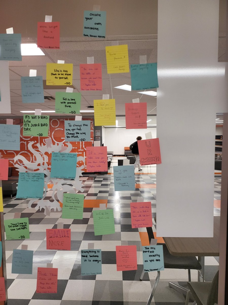 CoachEdelen13's tweet photo. My advisory decided that we need to spread some self love and inspirational quotes! They came up with some pretty good ones! #TakeOne #LeaveOne #RiseHigh #FightOn 🧡🐅🖤 https://t.co/iFTbXkEZtR