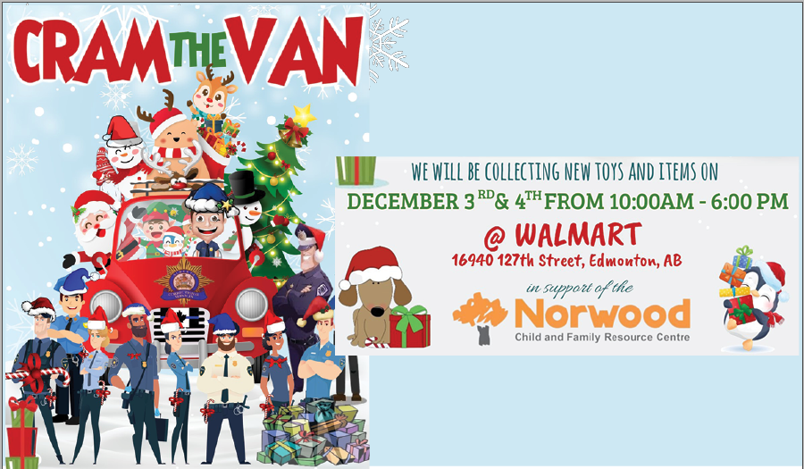 Check out the Edmonton Remand Centre's CRAM THE VAN event this weekend in front of the Walmart at 169 Ave & 127 St Sat & Sun 10am-6pm. They will be collecting toys, books, and other items for NORWOOD CHILDREN (aged six and under)! #edmonton #yegkids #cramthevan