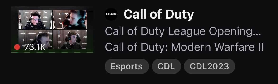 Itskwissy CDL viewership looking nice on Twitch already 🫶