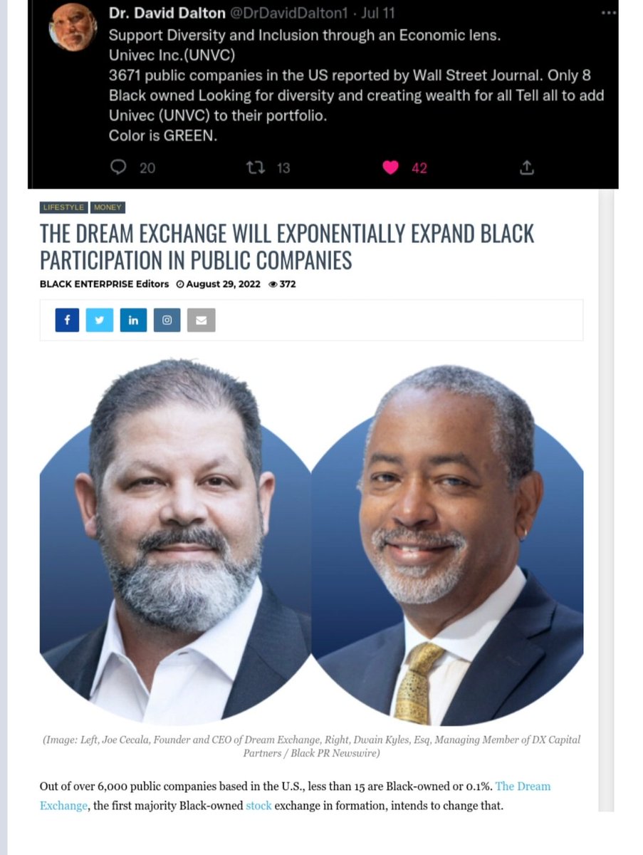 tpwrenchman's tweet photo. $UNVC all hints point to this stock listing on DREAMEX the new stock exchange coming that no one is talking about! ๐ฃ๐ฃ๐ฃ๐ฃ๐ฃ
#PENNIES2DOLLARS https://t.co/EAcJrvDAic