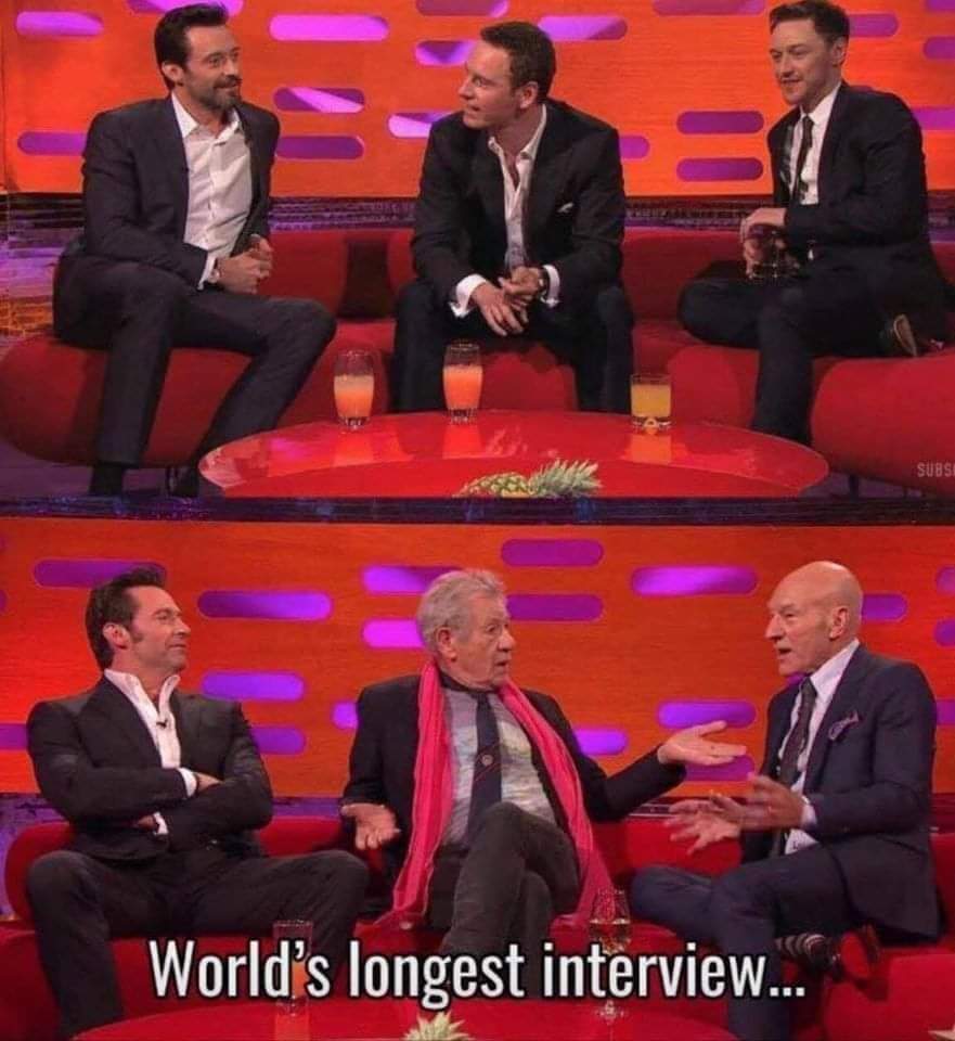 Magneto, Charles Xavier, and Wolverine had the worlds longest interview. #MarvelStudios