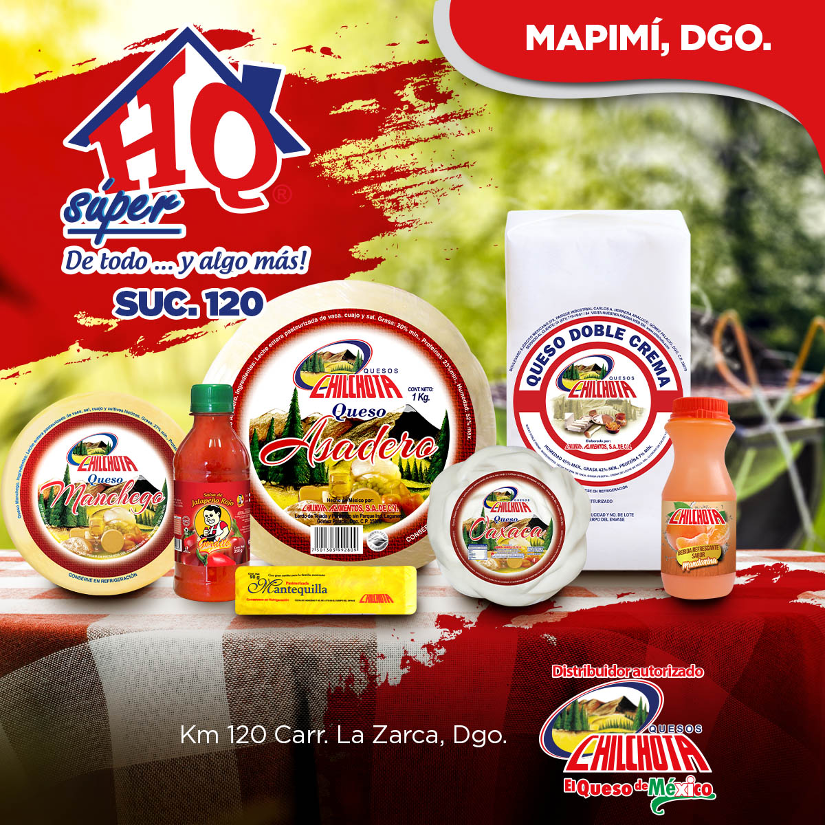 ChilchotaMx's tweet photo. Te esperamos en nuestra sucursal HQ Súper 120 en Mapimí, Dgo. donde podrás encontrar la exquisita variedad de productos que tenemos para ti ¡Visítanos! #quesoschilchota #elquesodemexico #mapimi #durango #cruce120 https://t.co/wWPNbeNXmi