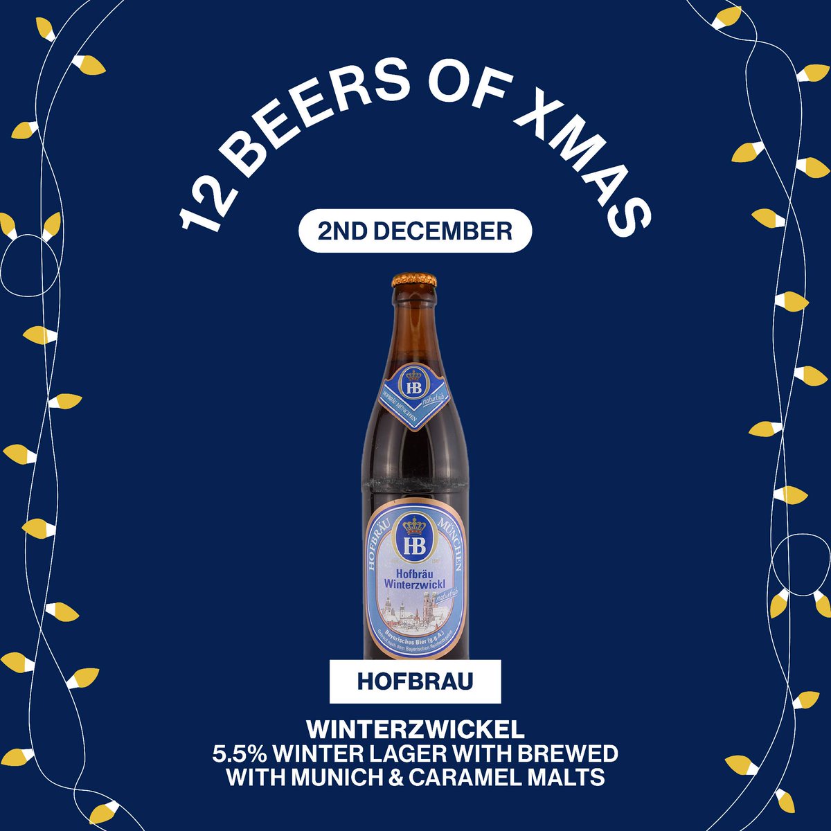But wait, isn't it the 2nd of December? Dang straight it is. So behind door number 2 of our 12 Beers of Christmas, we have:

Winterzwickl from Hofbräu. A 5.5% winter lager with a delicate fruit aroma and solid naturally malty base.  #brewdog #12beersofxmas