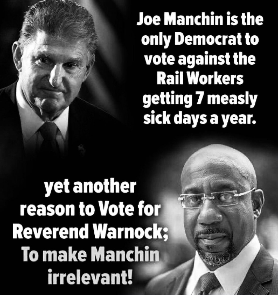 phillip_USA_'s tweet photo. @POTUS Republicans, and the one democrat voted against the railroad workers. Another reason to #Vote4Warnock https://t.co/rIix4wGTtm