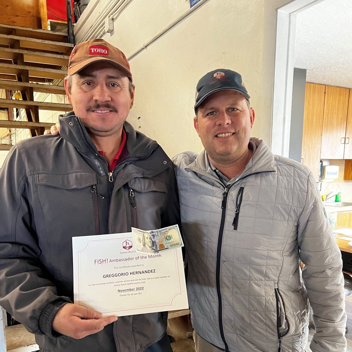 Please help us congratulate our November Employees of the Month!! 
Scott Flick from our Golf team, Julio Valero from Food &amp; Beverage and Greggorio Hernandez from Maintenance! Well done &amp; well deserved gentleman! 👏

 #JRGCC #JR365 #LUGolf