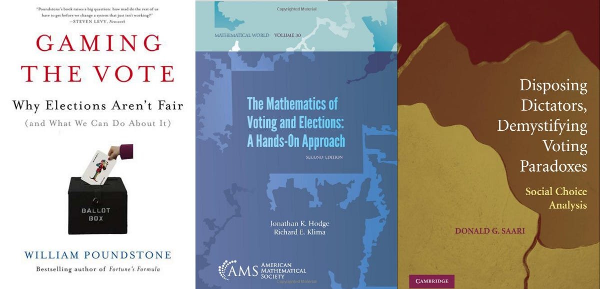MathIntee's tweet photo. A post-a-day roundup thread with articles about #VotingTheory and #ElectoralSystems.

First, what IS voting theory, and how is it that math comes into the picture?

https://t.co/4bE8IGoBXL https://t.co/eNR4W4sR5e