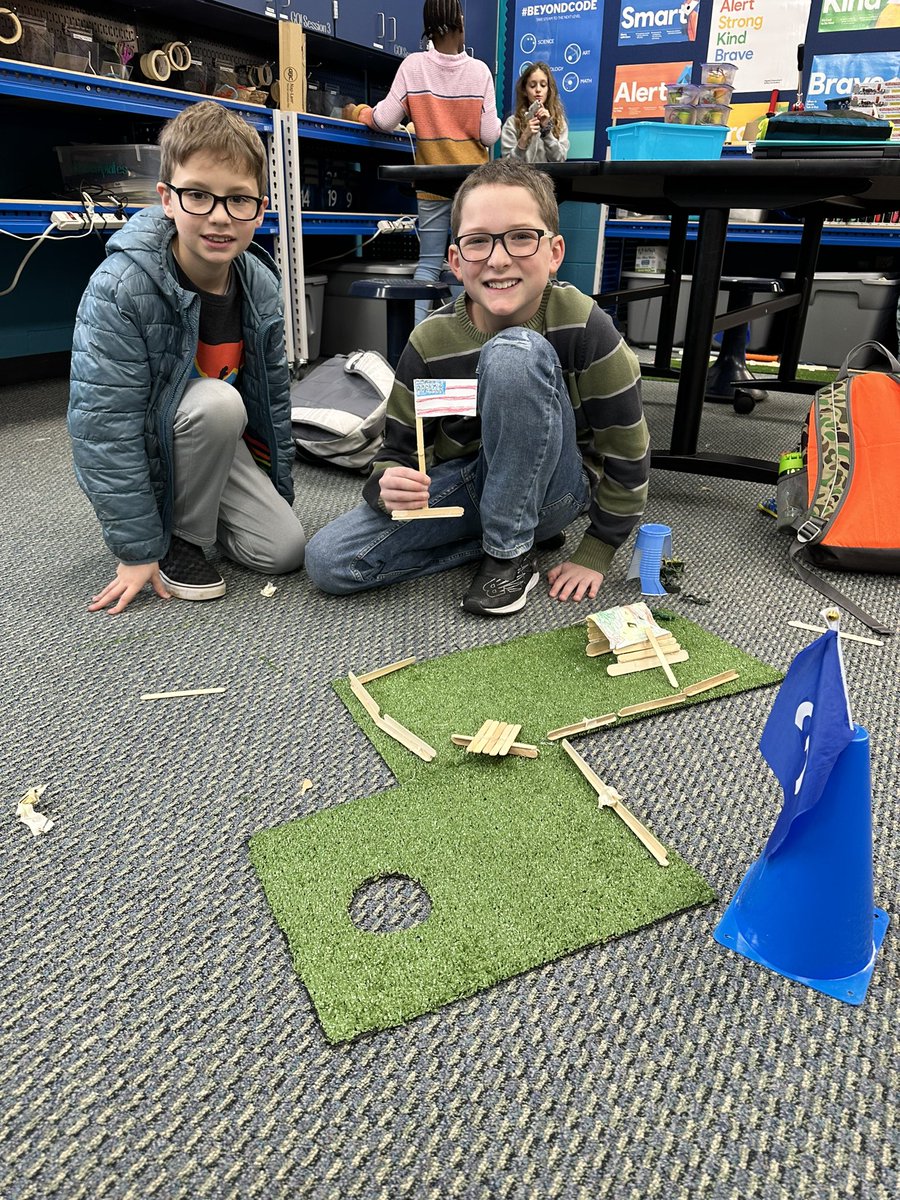 JackieOBrien1's tweet photo. 5th grade students @IHElementary are using design thinking to plan, create, and design obstacles for the IHES miniature golf course. They launched their ideas today and played the course. #IHPromise #IHESiLab #IHES_STEM https://t.co/BZcdHAV0pN