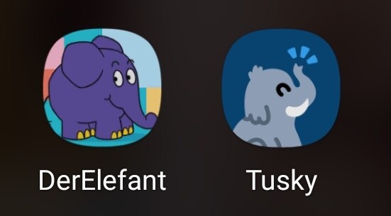 di2io's tweet photo. Auf meinem Smartphone haben sich zwei Elefantenapps nebeneinandergekuschelt :mastolove: 

#mastodon #tusky #tuskyapp #Elefant #sendungmitdermaus https://t.co/pIEDLjLTuw