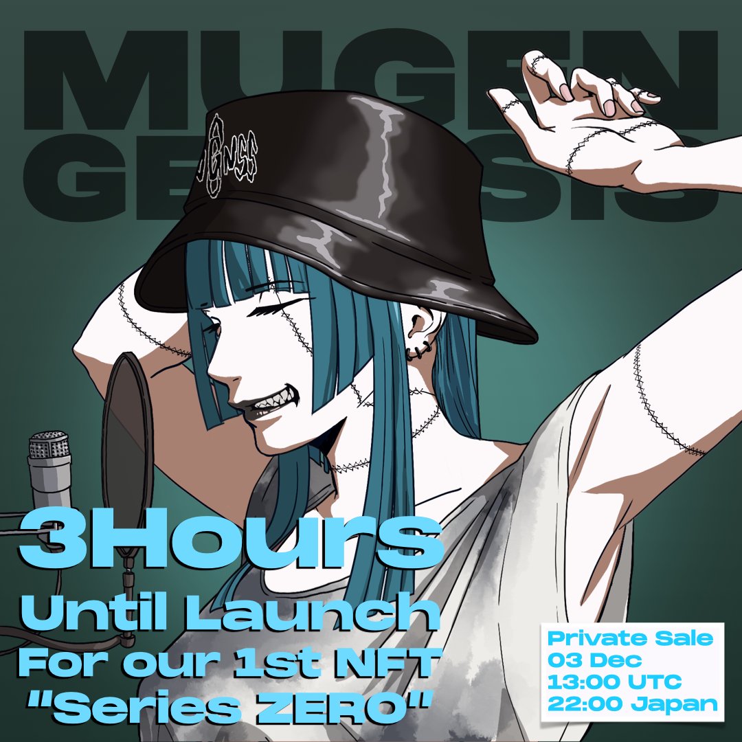 Another 3 hours until private mint😝

- Collection: 3,333
- Price (Whitelist: 0.05ETH, Public: 0.07ETH)

#MUGENGenesis