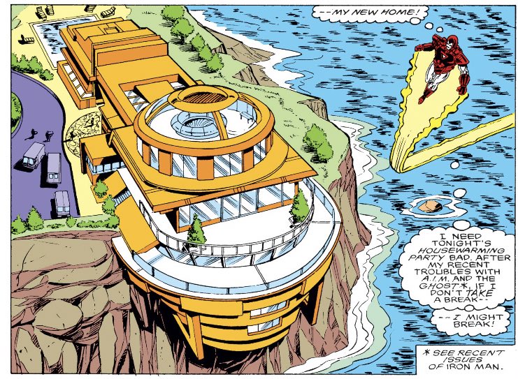 昔のアイアンマン読んでて驚いたのだが、映画の崖から張り出したトニー・スターク邸って原作準拠だったんだな……(秘密基地の図解まであった)
まあ、西海岸の金持ちの家ってなんかこういうクリフサイドなイメージあるけど 