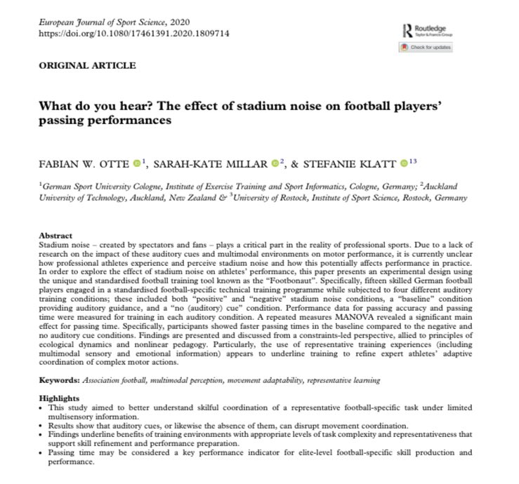 fab_otte's tweet photo. #ResearchThrowBack
Insightful experimental study that we conducted during my time coaching at TSG Hoffenheim in 2020 on the topic: stadium noise and its impact on skill performance, including use of noise-cancelling🎧 to limit auditory perception
Paper: https://t.co/dUawYaG931 https://t.co/ViyHcS69BT