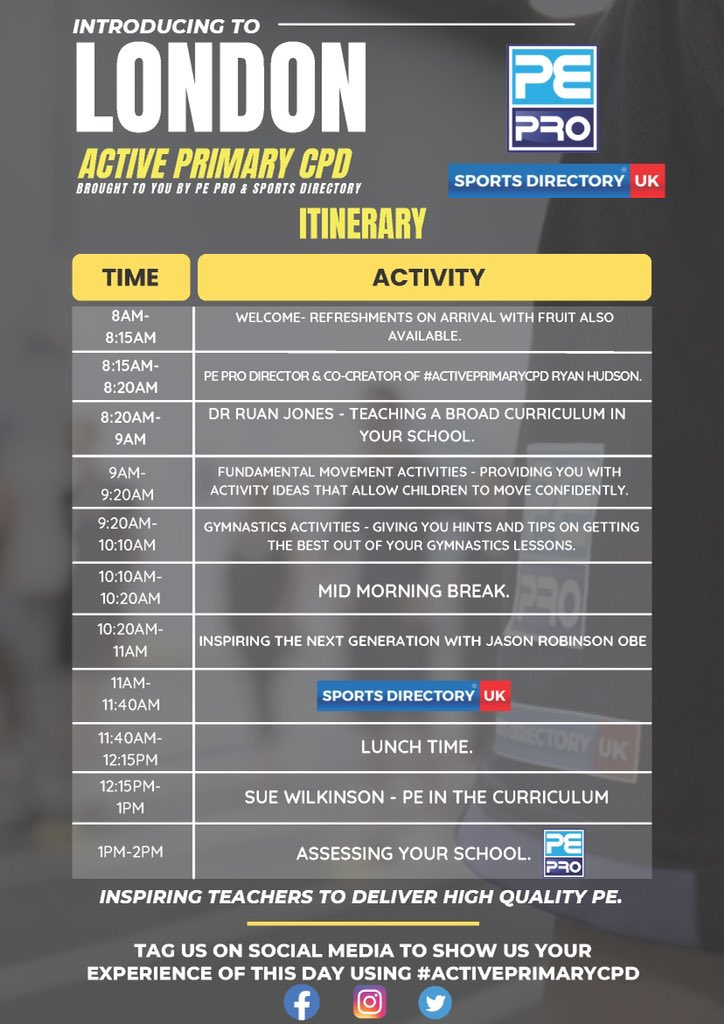 afPE_PE's tweet photo. Book your π place on the action packed #ActivePrimaryCPD event in Londonπ
πSutcliffe Park Indoor Athletics Track, SE9 5LW
π
27/01/23
β° 8am-2pm
Listen to rugby world cup winning legend @Jason15Robinson & our very own @suewilkinson13
@sportsduk
https://t.co/pWoEo3k66P https://t.co/boYFk4kHRH