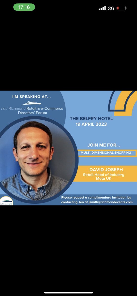 TheRetailForum's tweet photo. We are thrilled to announce that David Joseph will be joining us at the next @TheRetailForum on the 19th of April 2023 at @TheBelfryHotel.

Please request a complimentary invitation by contacting Jen at jsmith@richmondevents.com.
#TheRichmondRetailForum https://t.co/HnBVIIAmon