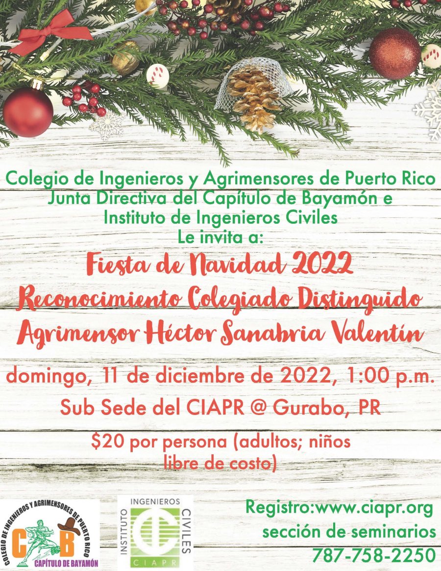 ciaprpr's tweet photo. ¡Qué comiencen las fiestas del #CIAPR! 💃🏻🕺🏻
Mira aquí el itinerario 🎄 y la sorprea más grande… Regresa la “Mega Fiesta de Todos” 👏🏻👏🏻👏🏻
No te quedes fuera y separa tu espacio aquí ➡️➡️➡️ https://t.co/YsXAcmDzYH
#Ingenieros #Agrimensores https://t.co/dQ1KuGIf0h